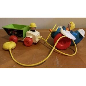 Vintage FISHER PRICE 1981 Airplane And 1970s Jiffy Dump Truck  Pull Toys,